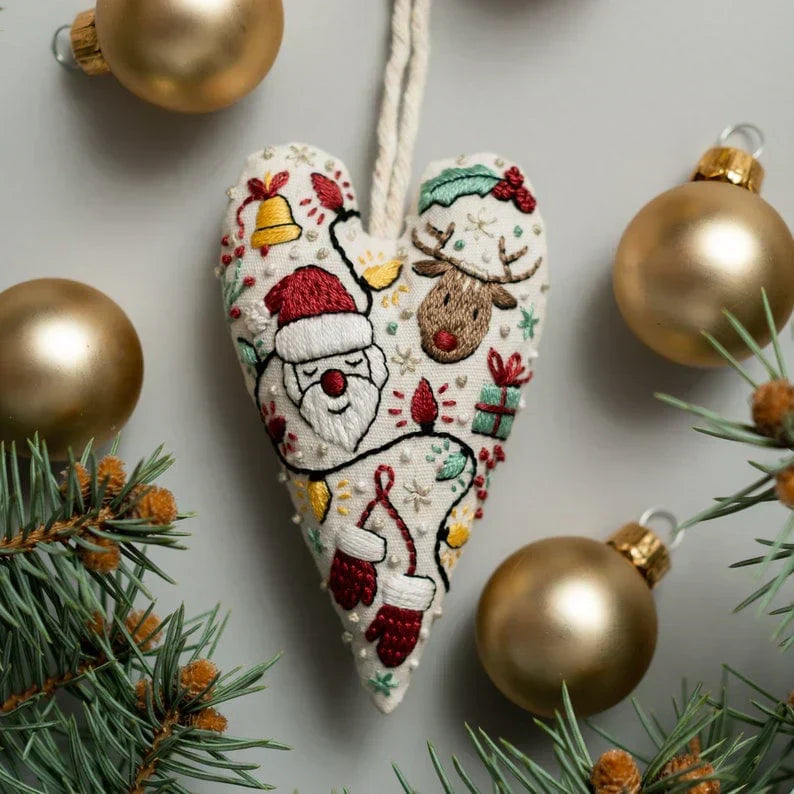 🎅Best Christmas Gift💖DIY Heart Shaped Hand Embroidered Christmas Ornament/Ornament Kit