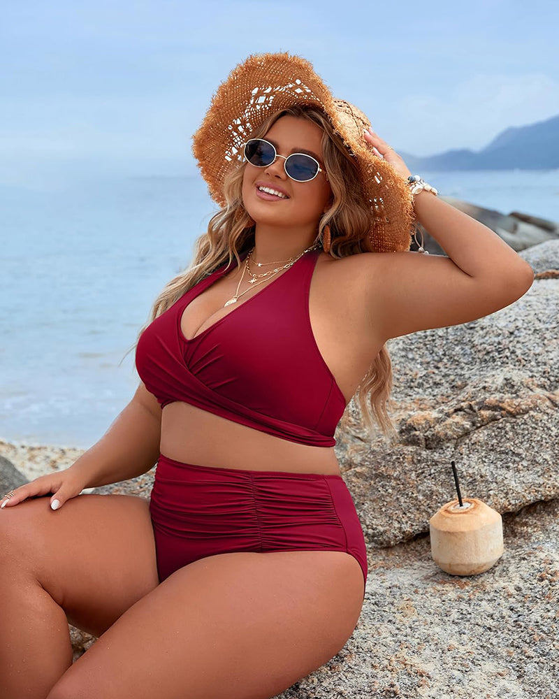 🩱2025 Varmt salg - 50 % rabatt👙 Badedrakter med magekontroll Modest bikinisett med høy midje