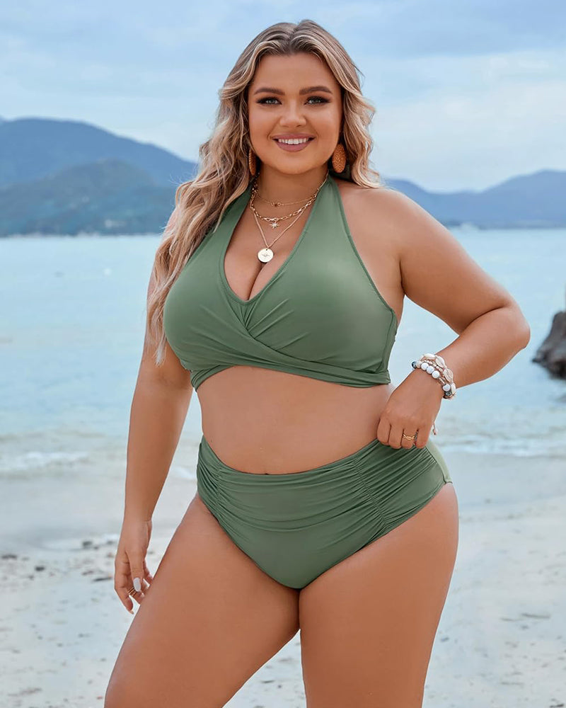 🩱2025 Varmt salg - 50 % rabatt👙 Badedrakter med magekontroll Modest bikinisett med høy midje