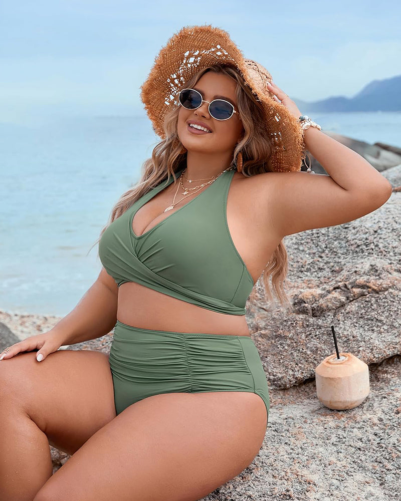 🩱2025 Varmt salg - 50 % rabatt👙 Badedrakter med magekontroll Modest bikinisett med høy midje