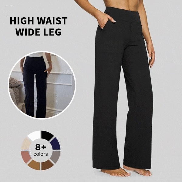 💖Siste dags salg 50% avslag 💷Kvinners høytaljede stretch casual yogabukser med vide ben