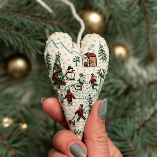 🎅Best Christmas Gift💖DIY Heart Shaped Hand Embroidered Christmas Ornament/Ornament Kit