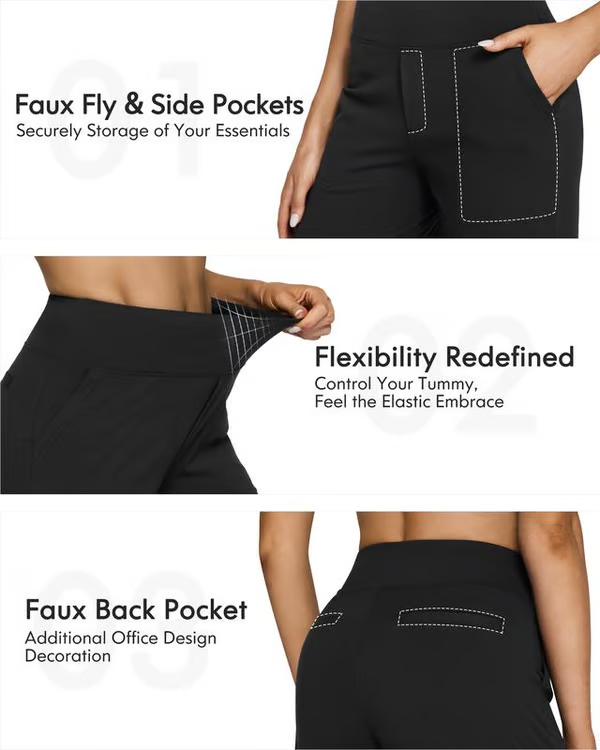💖Siste dags salg 50% avslag 💷Kvinners høytaljede stretch casual yogabukser med vide ben