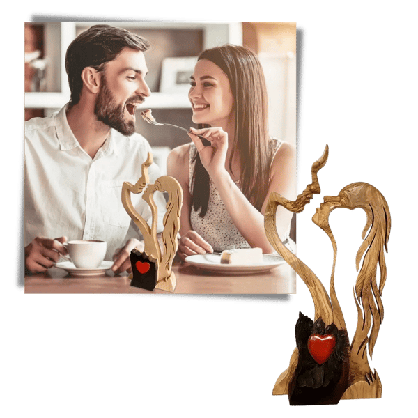 Siste dag med 49 % avslag 👩❤️👨 Love Eternal Wood - Statue av et kyssende par