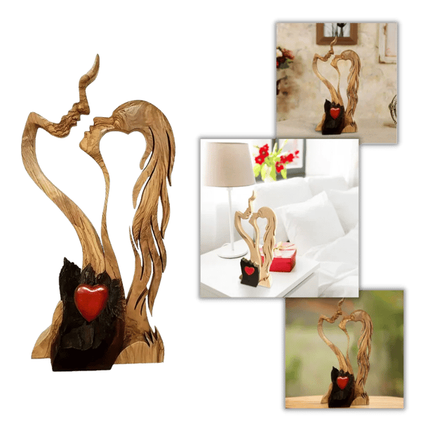 Siste dag med 49 % avslag 👩❤️👨 Love Eternal Wood - Statue av et kyssende par