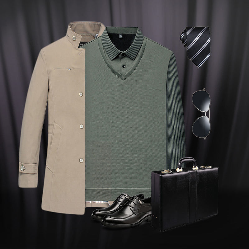 Kjøp 2 gratis frakt🔥Striped Lapel False Two Piece Shirt