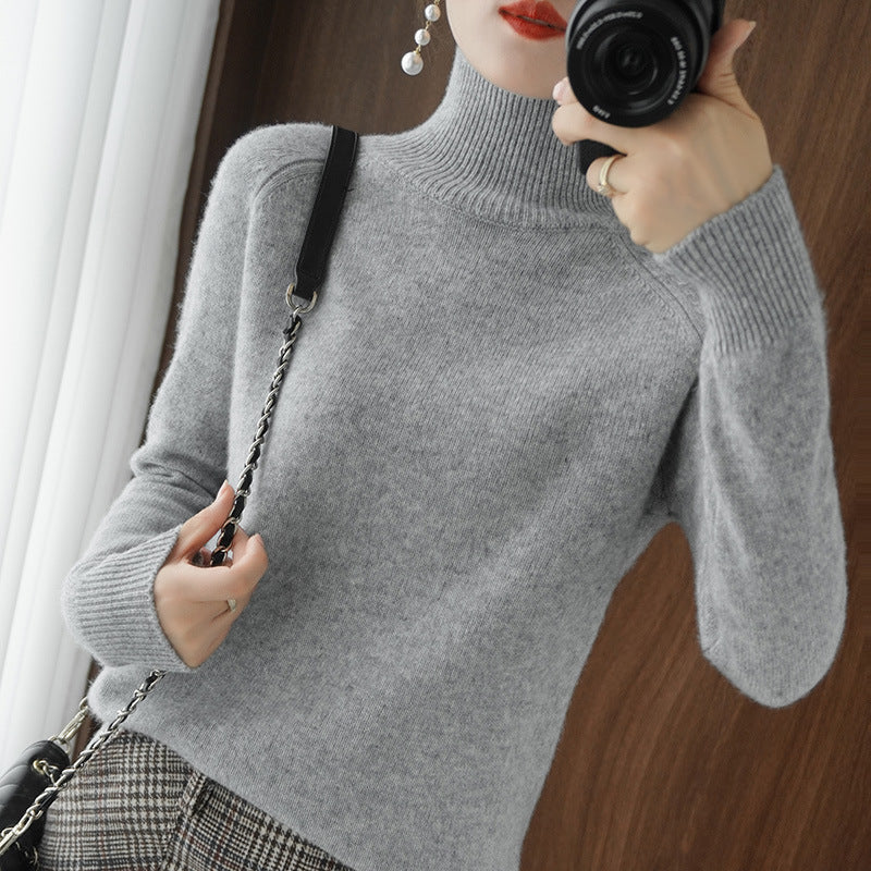 đ2025 Ny ankomstđSolid turtleneck imitert cashmere strikket genser