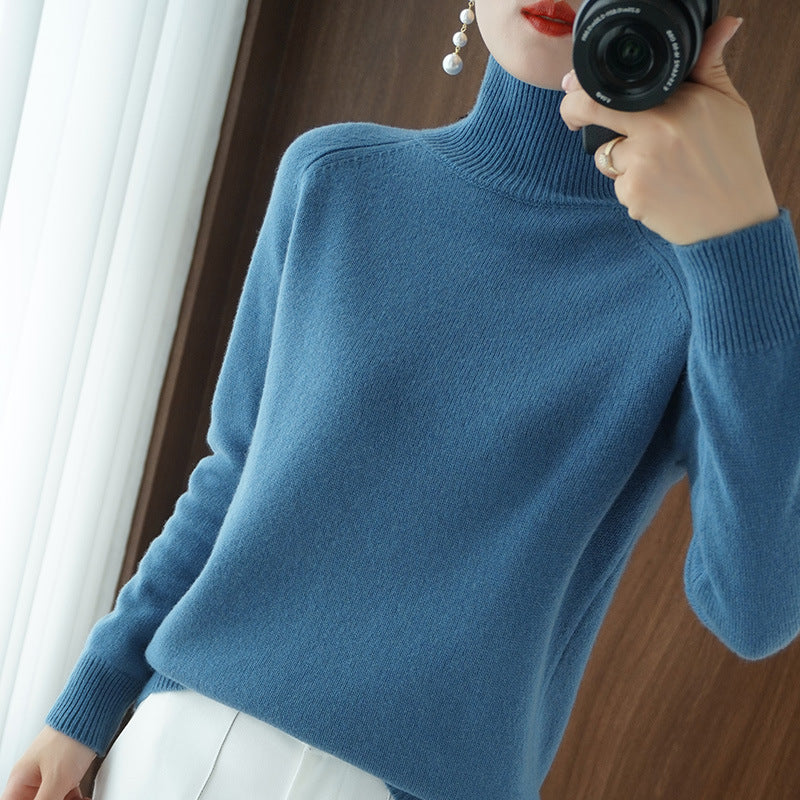 đ2025 Ny ankomstđSolid turtleneck imitert cashmere strikket genser