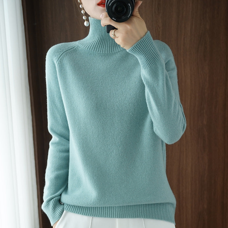 đ2025 Ny ankomstđSolid turtleneck imitert cashmere strikket genser