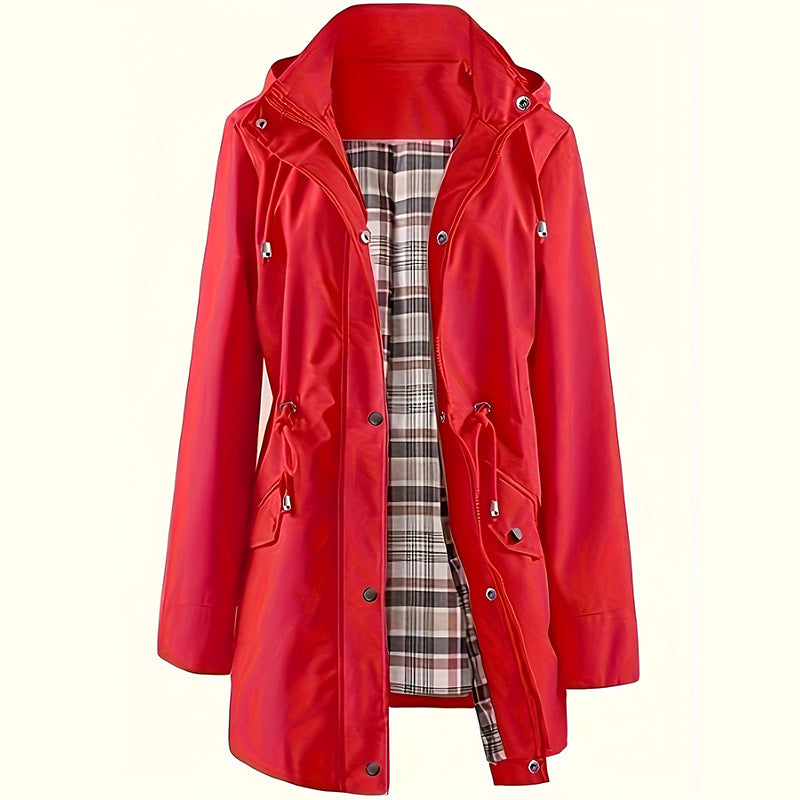 🔥Hot Sale 50% avslag🔥 Ensfarget casual jakke, vanntett og vindtett jakke, vindtett jakke med hette
