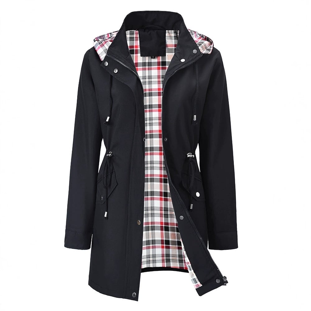 🔥Hot Sale 50% avslag🔥 Ensfarget casual jakke, vanntett og vindtett jakke, vindtett jakke med hette