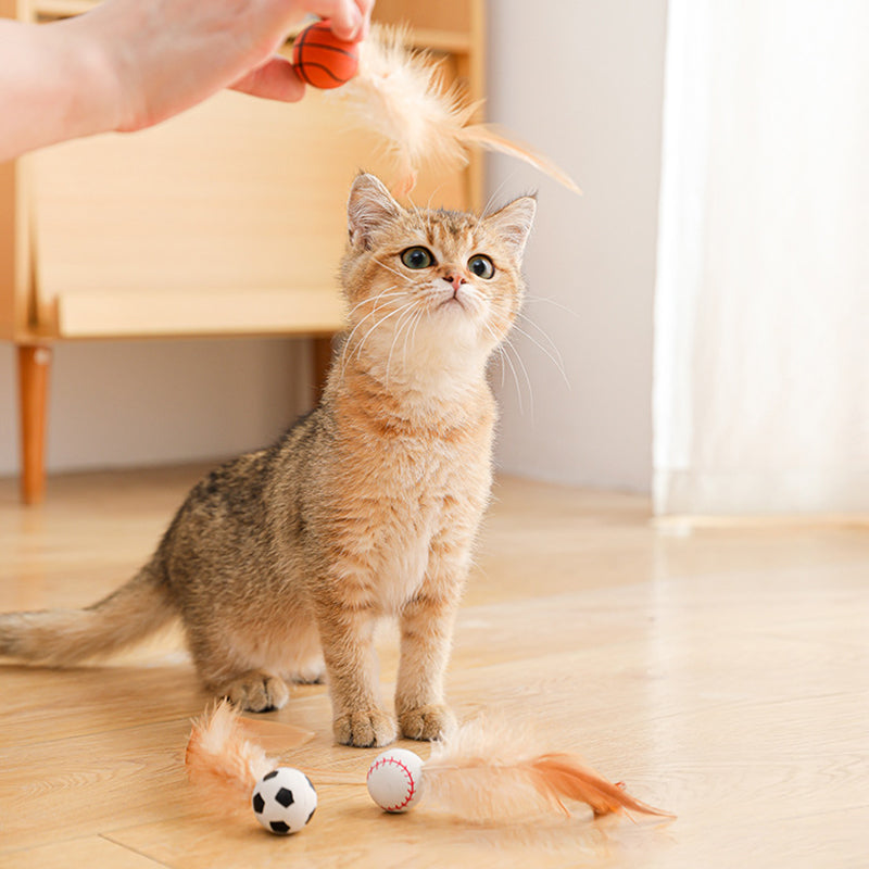 🐈Kjøp 1 få 1 gratis🐈Interaktiv hoppeball for katter med fjær