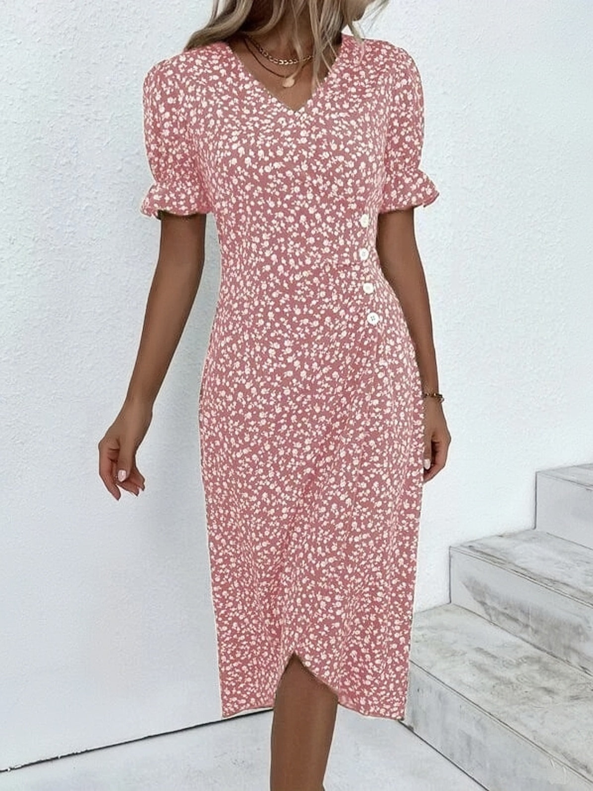 🌷Forhåndssalg linse 49% KORTING🍃Dames casual jurk wikkeljurk bloemenjur