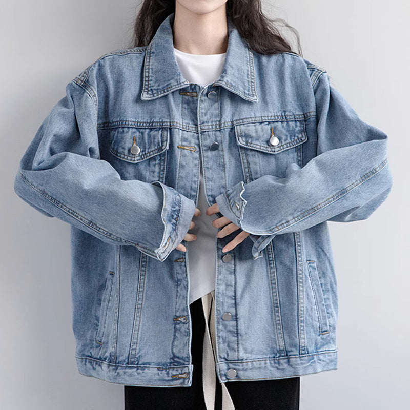 🔥Women's Basic Button Down Denim Jacket