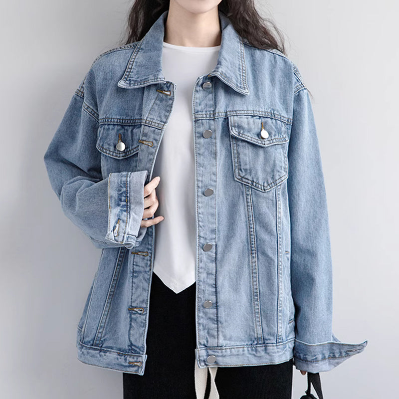 🔥Women's Basic Button Down Denim Jacket
