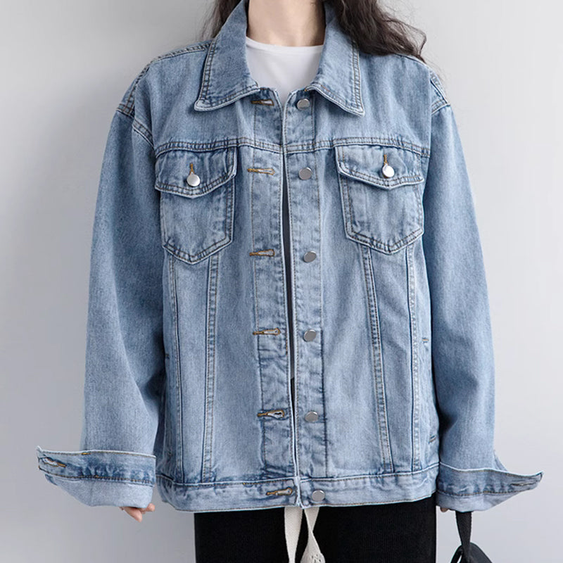 🔥Women's Basic Button Down Denim Jacket