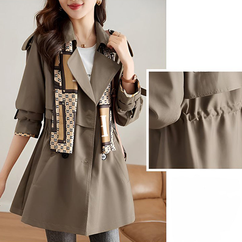 🔥 45% RABATT !!!🔥Slankende trenchcoat i mellomlengde for kvinner med jakkeslag💝Kjøp 2 , GRATIS FRAK