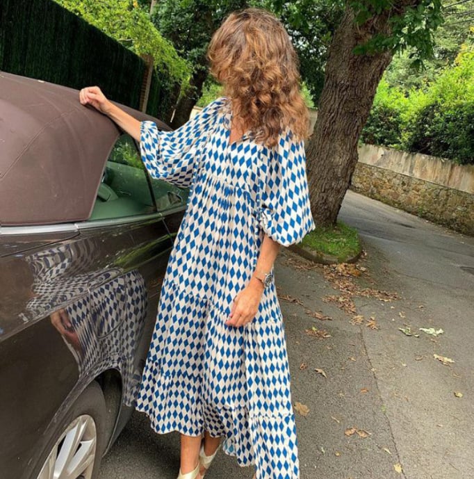 🌸Sommerspesialtilbud🌸Elegant maxi-kjole med puffermmer og blomstermønster i boho-stil for kvinner