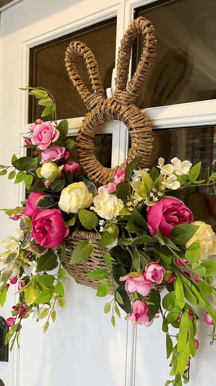 🔥Påskesalg 49% AVSLAG - Bunny Basket Hanging Wall Pocket Spring Decor