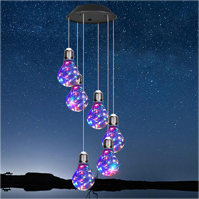 🌠2025 Ny design🌠💡Fargerike LED-solcelledrevne lyspærer vindspill🌈