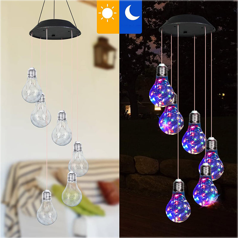 🌠2025 Ny design🌠💡Fargerike LED-solcelledrevne lyspærer vindspill🌈