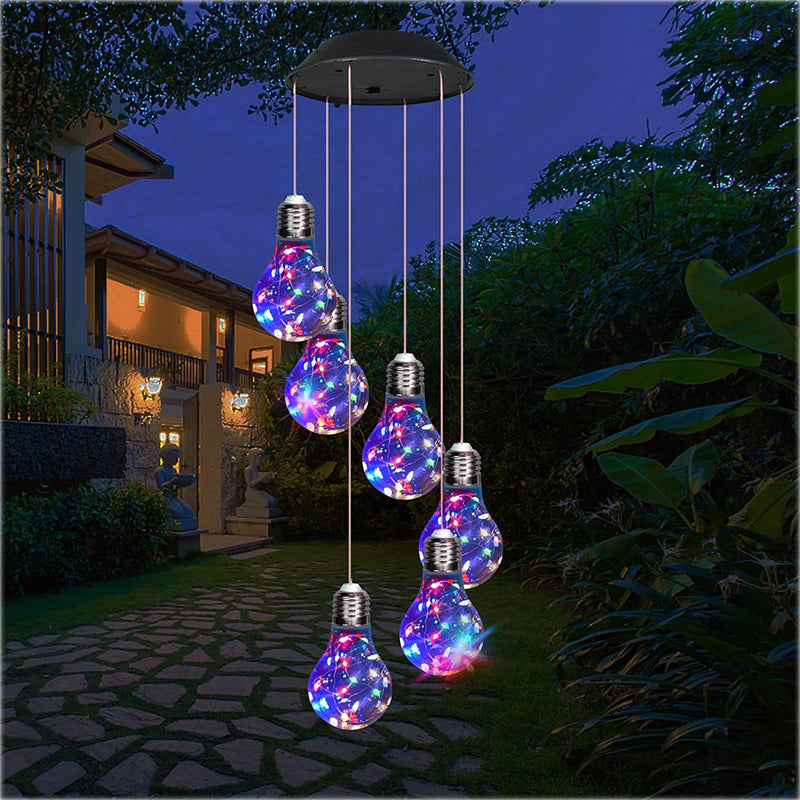 🌠2025 Ny design🌠💡Fargerike LED-solcelledrevne lyspærer vindspill🌈
