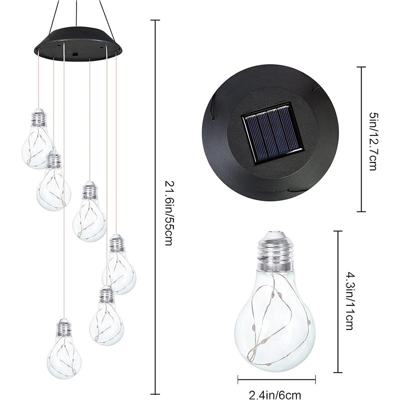 🌠2025 Ny design🌠💡Fargerike LED-solcelledrevne lyspærer vindspill🌈