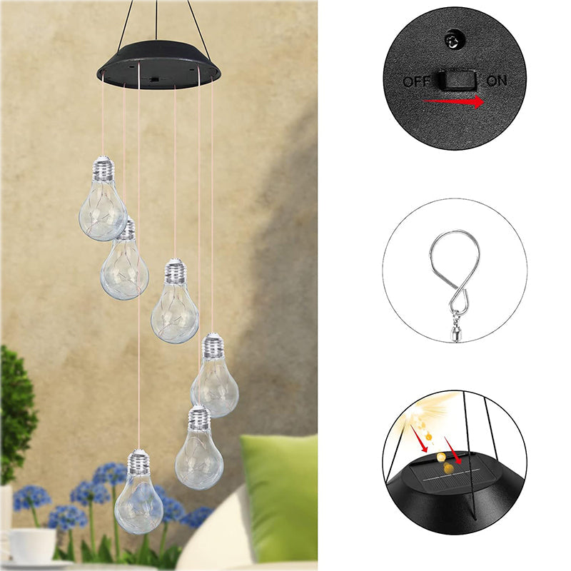 🌠2025 Ny design🌠💡Fargerike LED-solcelledrevne lyspærer vindspill🌈