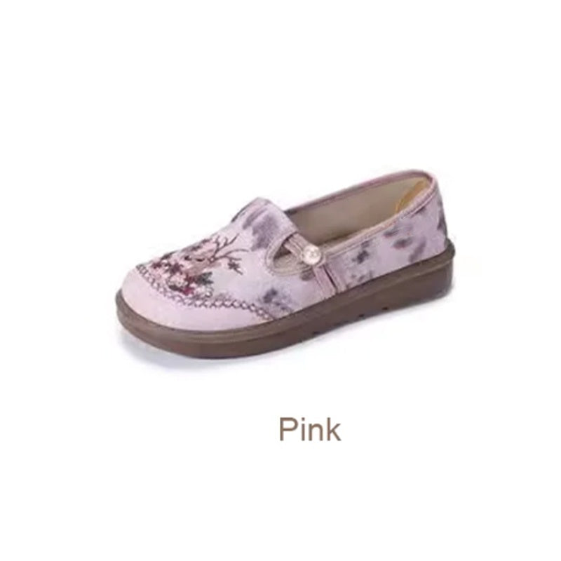 đ„Varmt salgâłBroderte, flate slip-on-sko for kvinne