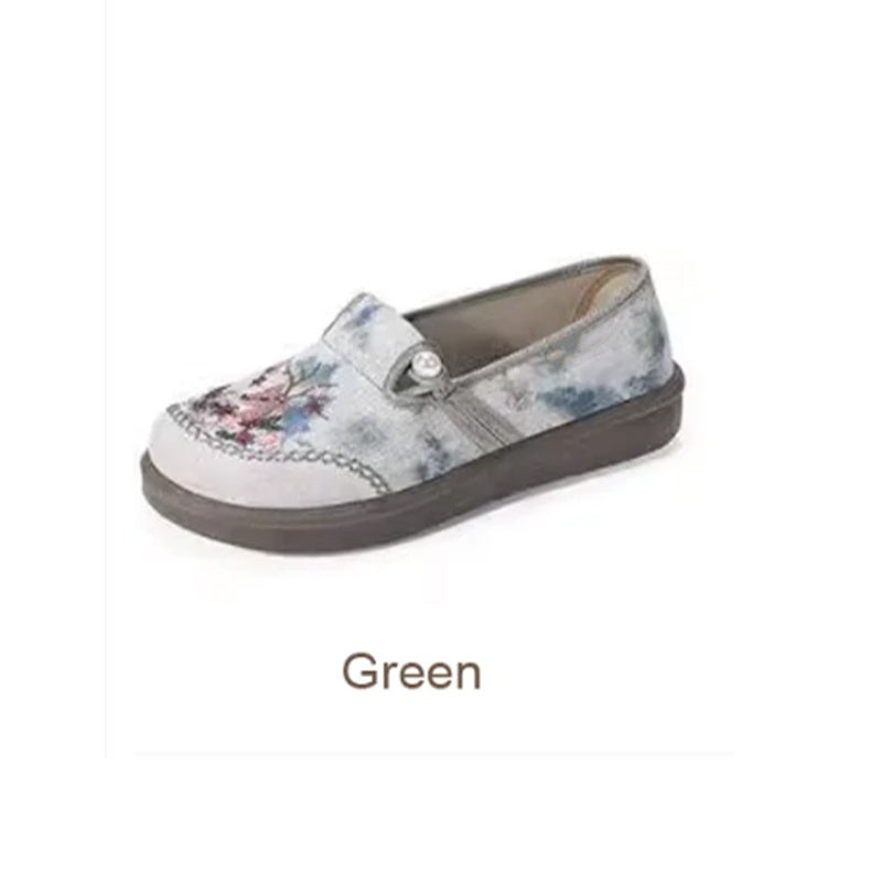 đ„Varmt salgâłBroderte, flate slip-on-sko for kvinne