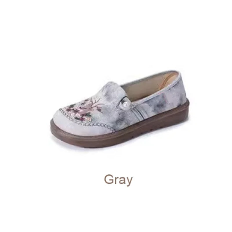 đ„Varmt salgâłBroderte, flate slip-on-sko for kvinne