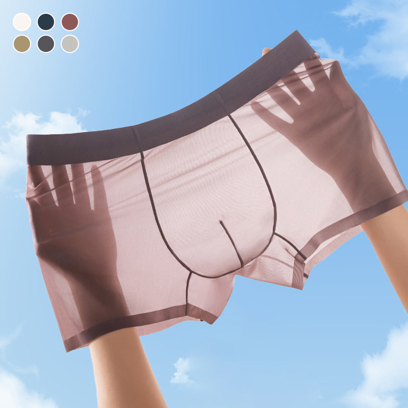 Boxershorts i gjennomsiktig is-silke for menn