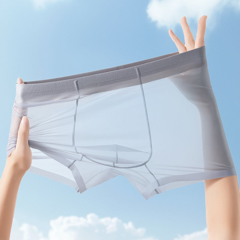 Boxershorts i gjennomsiktig is-silke for menn