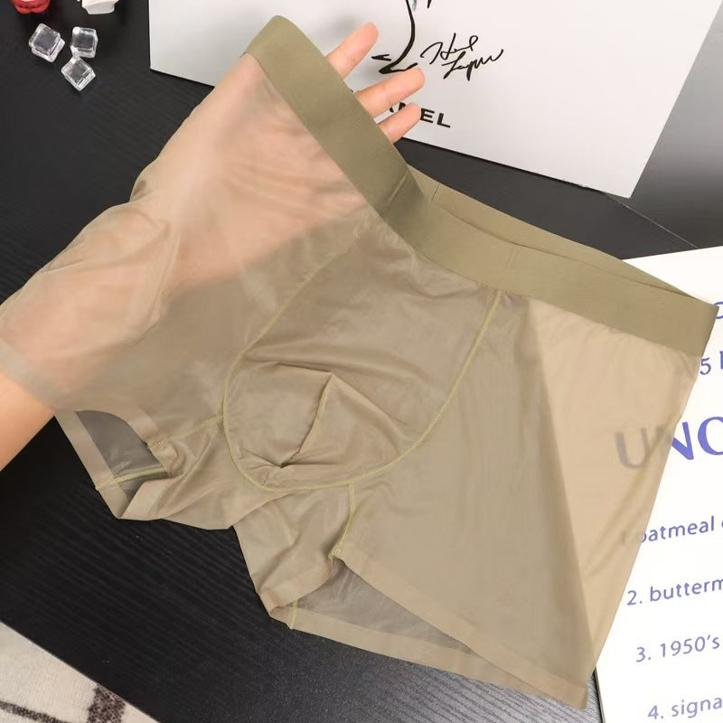 Boxershorts i gjennomsiktig is-silke for menn