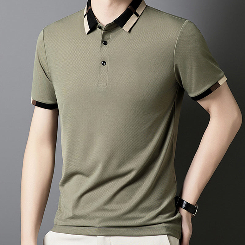 Kortermet Stretch Ice Silk T-skjorte med oppbrett for me