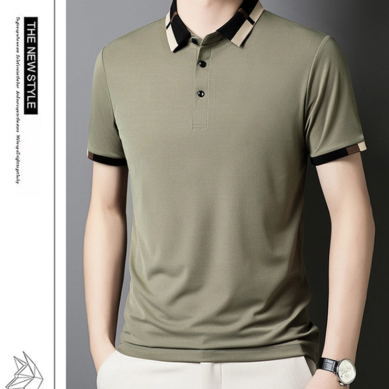 Kortermet Stretch Ice Silk T-skjorte med oppbrett for me