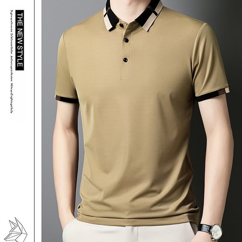 Kortermet Stretch Ice Silk T-skjorte med oppbrett for me