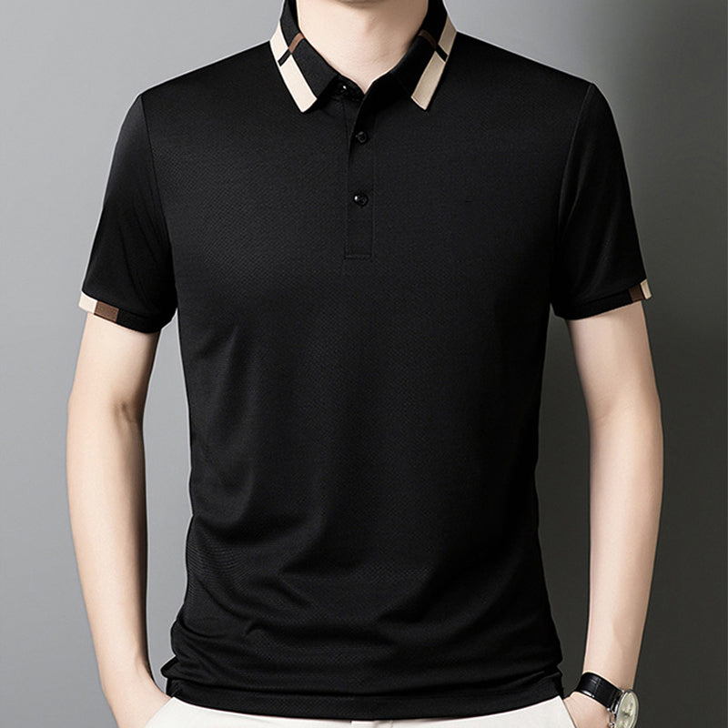 Kortermet Stretch Ice Silk T-skjorte med oppbrett for me