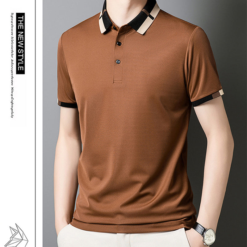 Kortermet Stretch Ice Silk T-skjorte med oppbrett for me