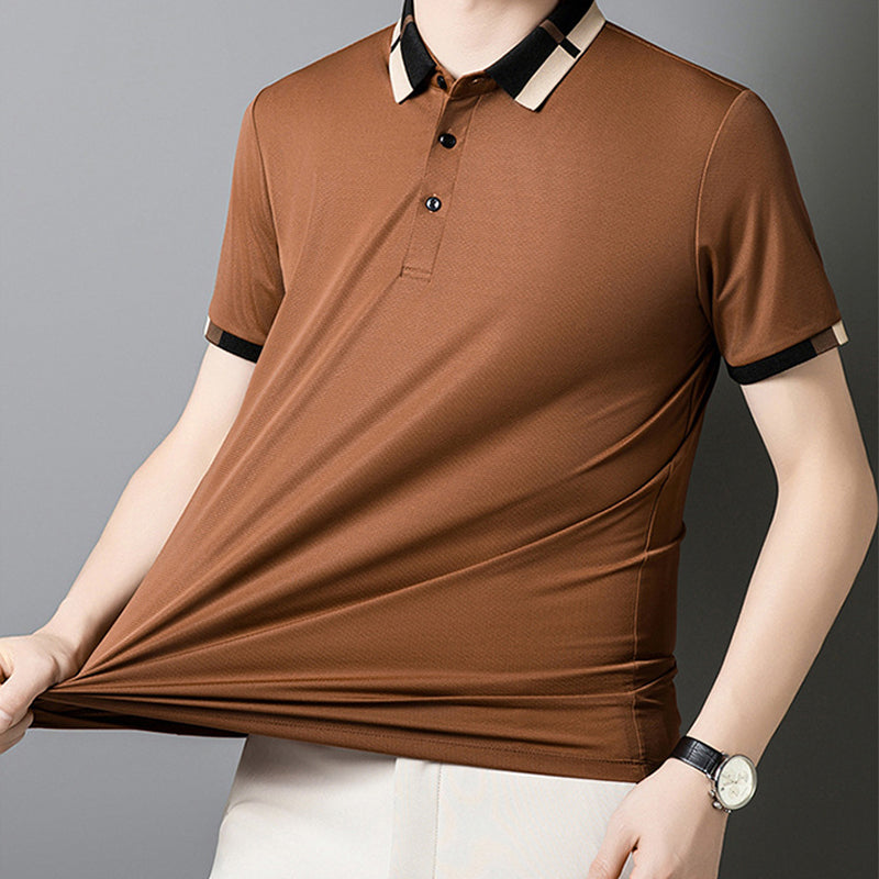 Kortermet Stretch Ice Silk T-skjorte med oppbrett for me