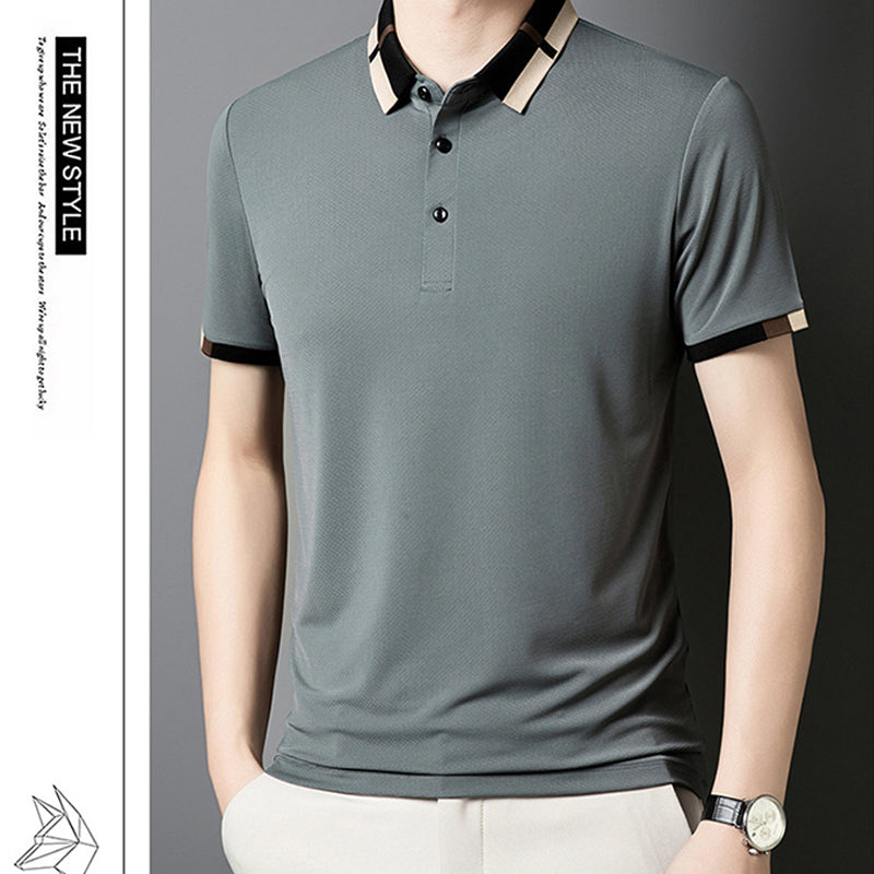Kortermet Stretch Ice Silk T-skjorte med oppbrett for me