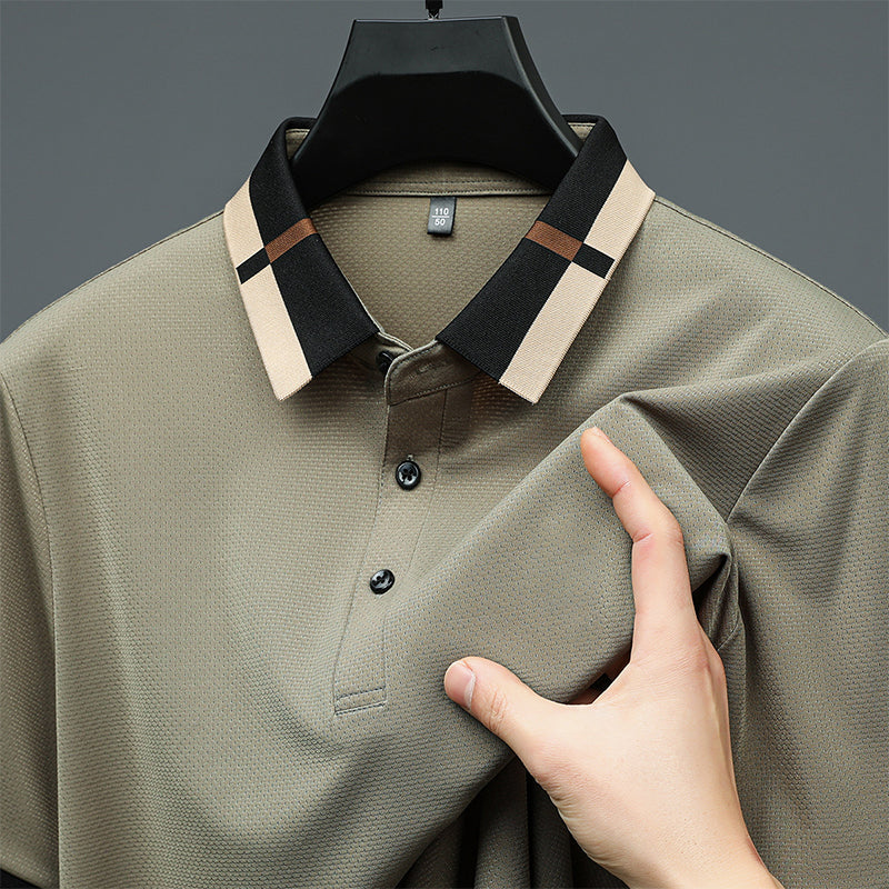 Kortermet Stretch Ice Silk T-skjorte med oppbrett for me