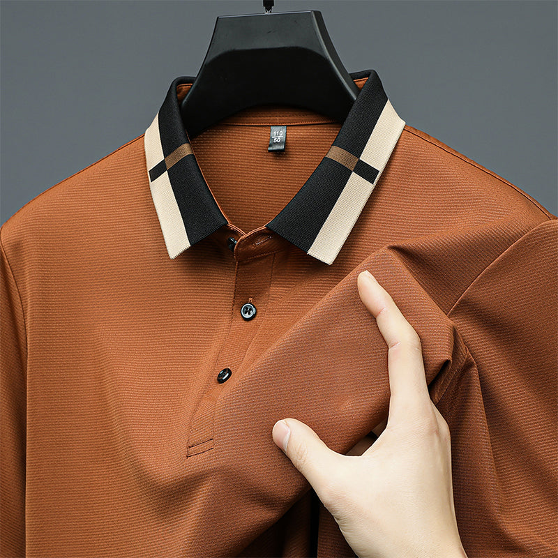 Kortermet Stretch Ice Silk T-skjorte med oppbrett for me