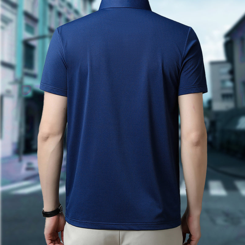 🌞Summer Hot Sale-Kjøp 3 Få 1 gratis👕Løs, kjølig, pustende T-skjorte med revers for menn