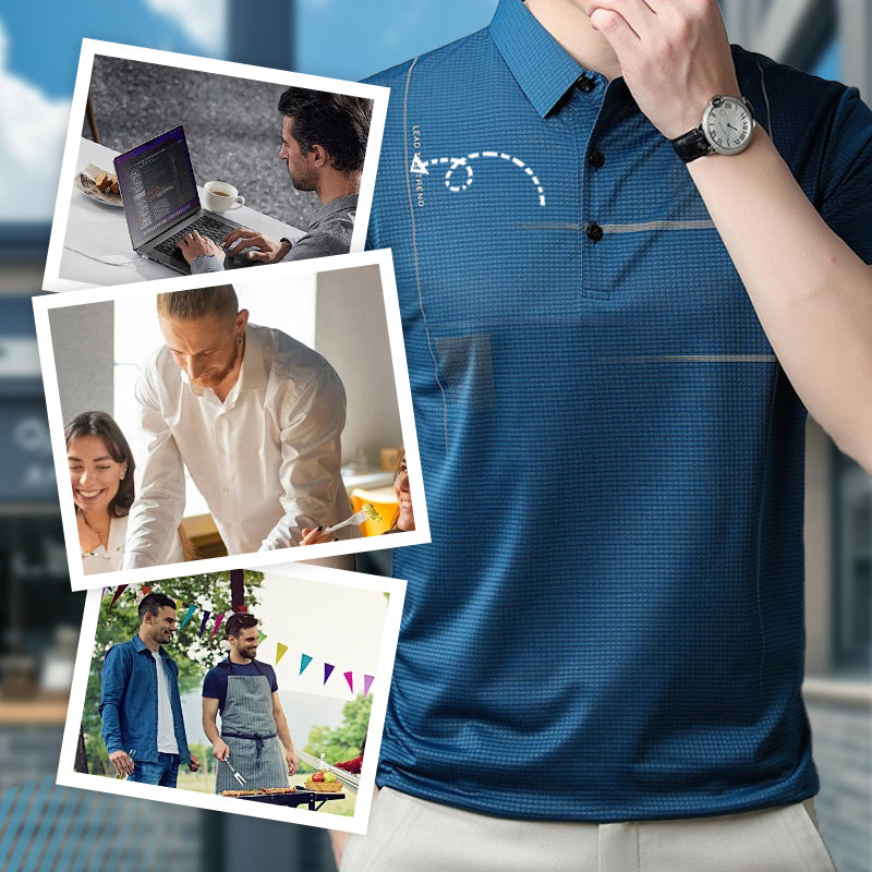 🌞Summer Hot Sale-Kjøp 3 Få 1 gratis👕Løs, kjølig, pustende T-skjorte med revers for menn