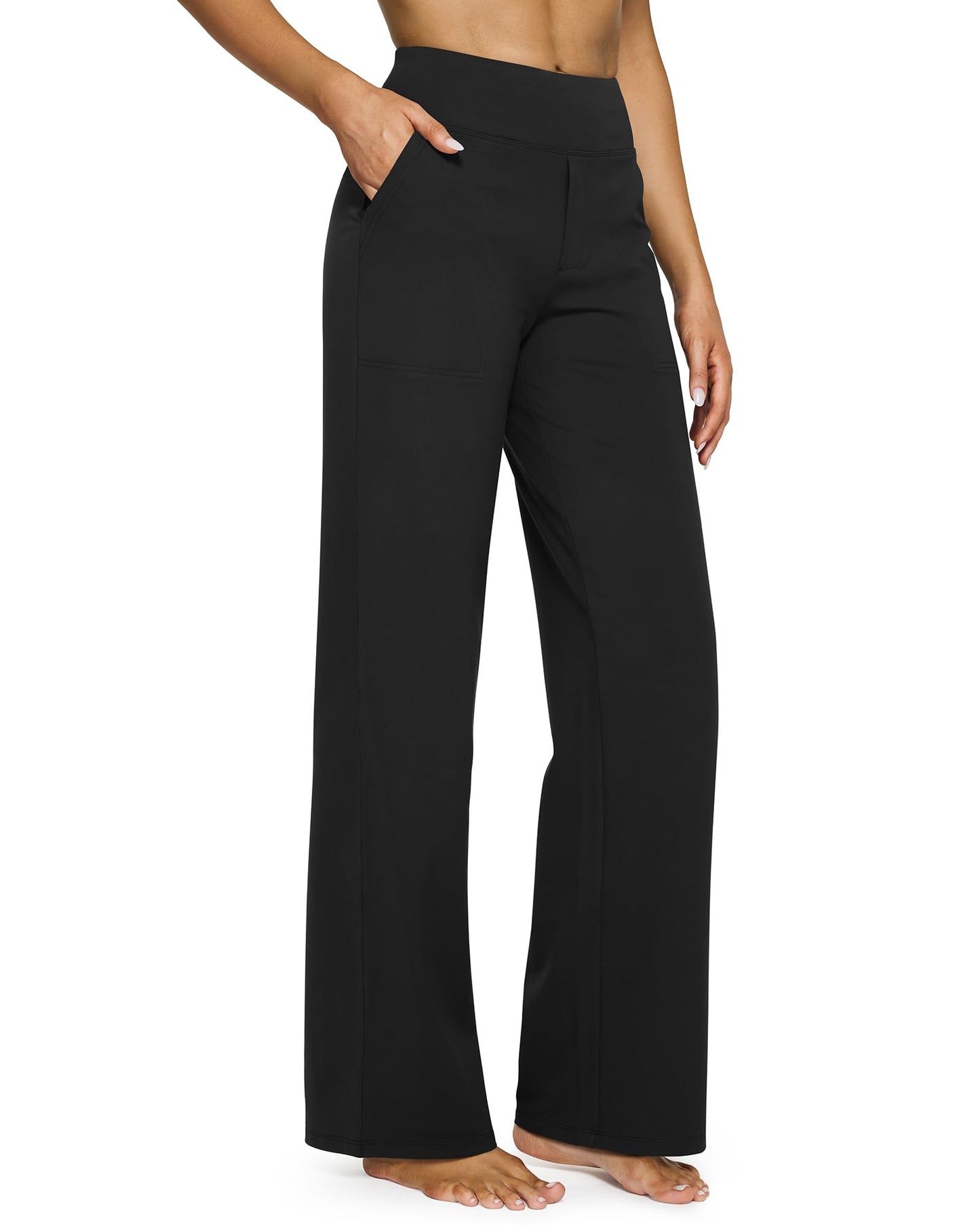 💖Siste dags salg 50% avslag 💷Kvinners høytaljede stretch casual yogabukser med vide ben