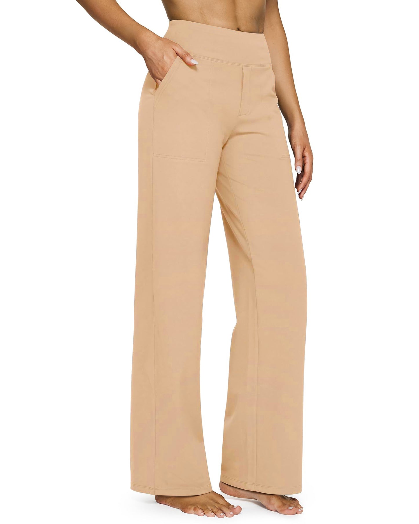 💖Siste dags salg 50% avslag 💷Kvinners høytaljede stretch casual yogabukser med vide ben
