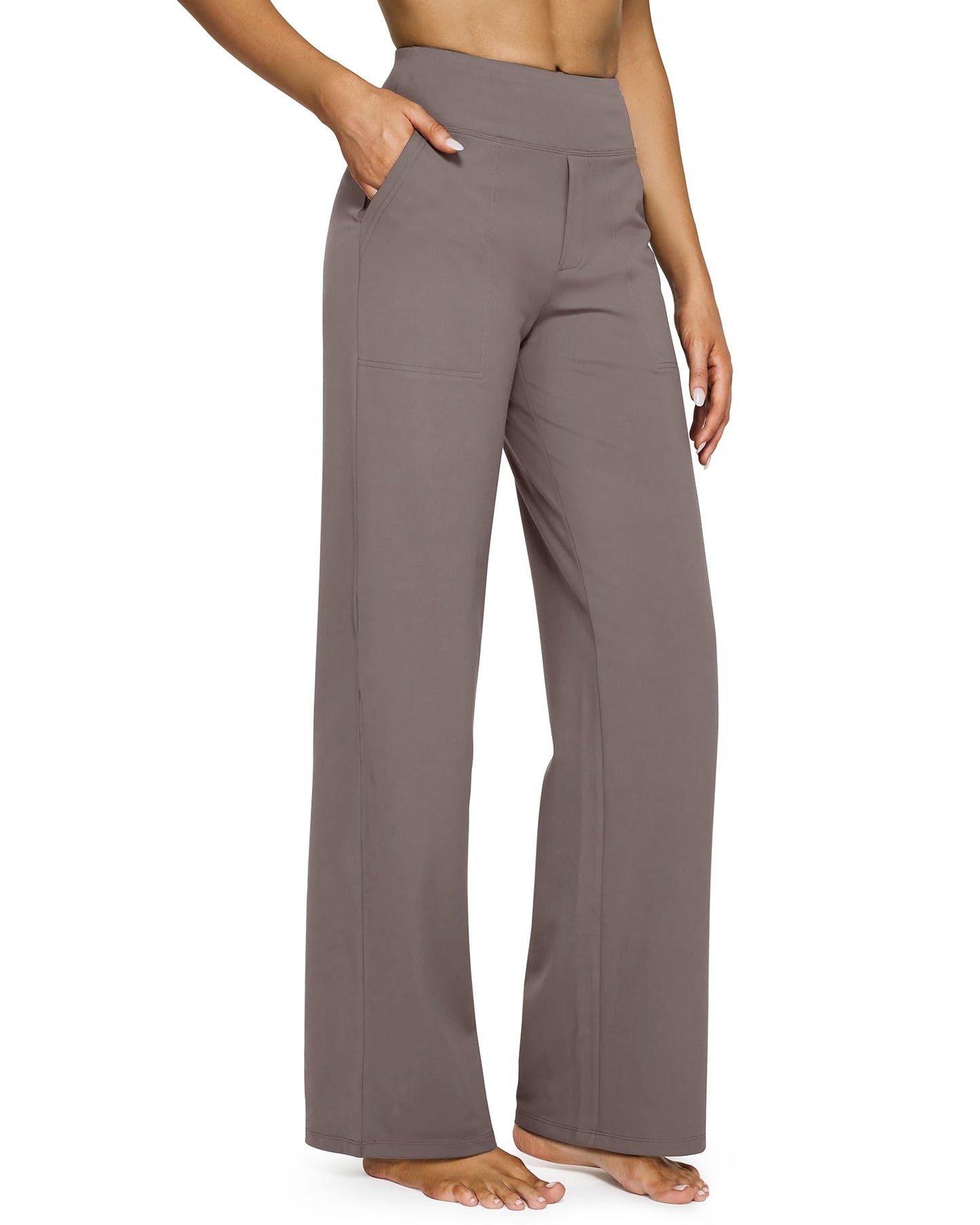 💖Siste dags salg 50% avslag 💷Kvinners høytaljede stretch casual yogabukser med vide ben