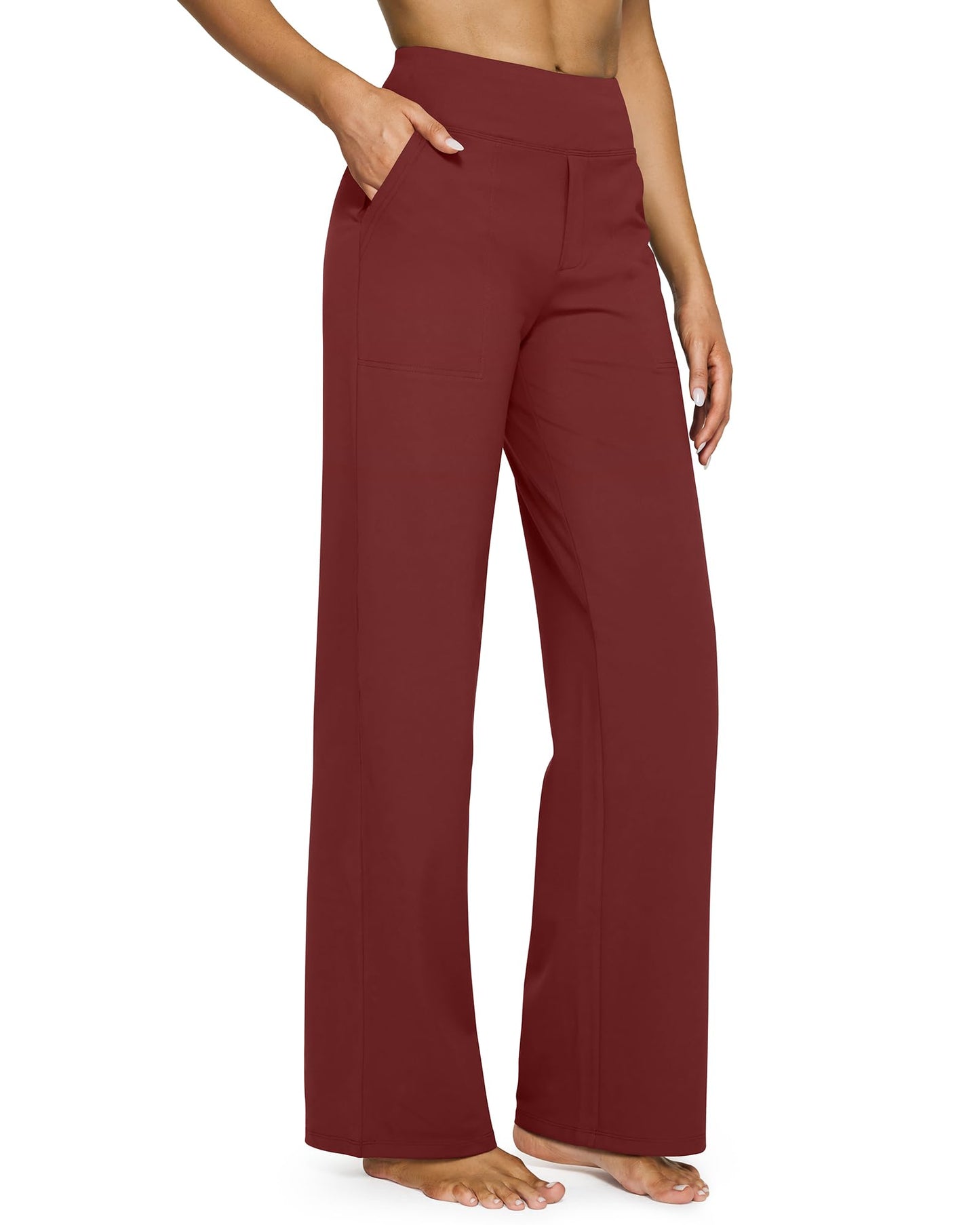 💖Siste dags salg 50% avslag 💷Kvinners høytaljede stretch casual yogabukser med vide ben