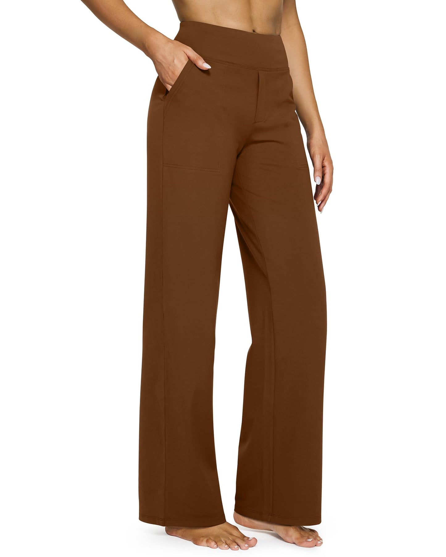 💖Siste dags salg 50% avslag 💷Kvinners høytaljede stretch casual yogabukser med vide ben